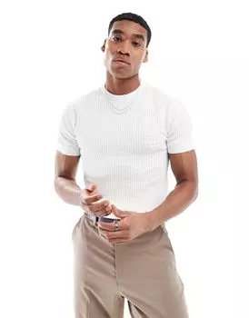 River Island – белая обтягивающая футболка с перфорацией