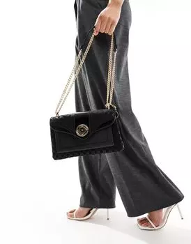 River Island - Черная сумка через плечо с монограммой