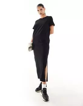 River Island – Черное платье-футболка миди
