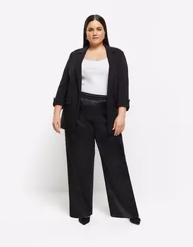 River Island – Черные атласные широкие брюки
