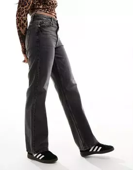 River Island — черные прямые джинсы в стиле 90-х с завышенной талией