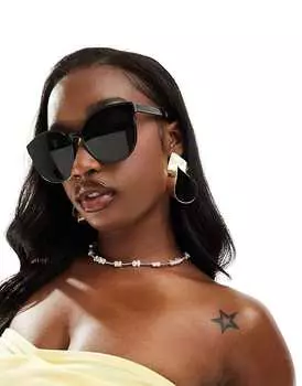 River Island Черные закругленные солнцезащитные очки «кошачий глаз»