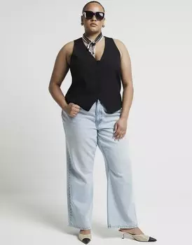 River Island — черный жилет с пуговицами спереди