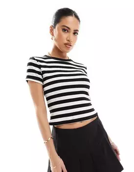 River Island – Футболка приталенного кроя в черно-белую полоску
