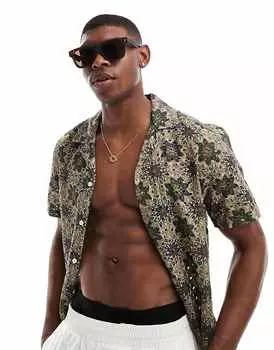 River Island Коричневые солнцезащитные очки в прорезиненной черепаховой оправе