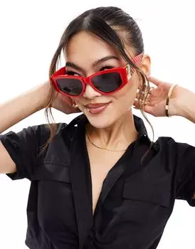 River Island – красные узкие солнцезащитные очки «кошачий глаз»