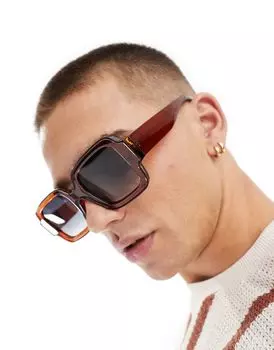 River Island – квадратные солнцезащитные очки темно-оранжевого цвета