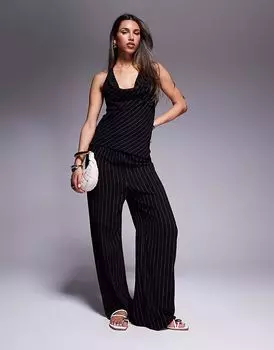 River Island - льняные брюки в черную полоску, коорд