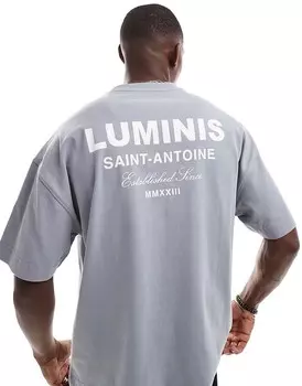 River Island – Luminis – футболка большого размера в цвете Grau