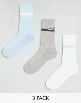 River Island – Luminis – Комплект из 3 пар синих носков