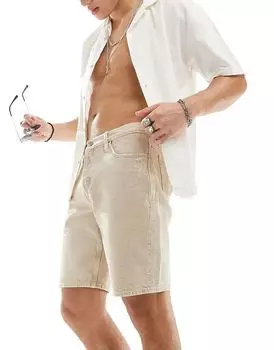 River Island – Облегающие джинсовые шорты в цвете Stone Beige