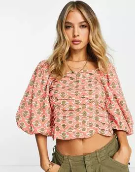 River Island – Розовая дневная блузка со сборками