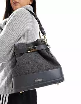 River Island – Серая сумка-ведро из искусственной шерсти
