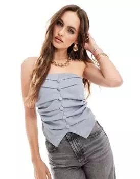 River Island – синий топ-бандо строгого кроя