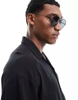 River Island – солнцезащитные очки-авиаторы из черного металла