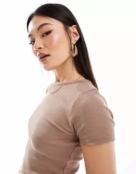 River Island – Светло-коричневая короткая футболка