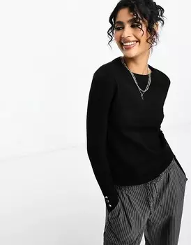 River Island – Топ тонкой вязки черного цвета с круглым вырезом