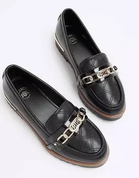River Island Wide Fit Черные стеганые лоферы на кулиске