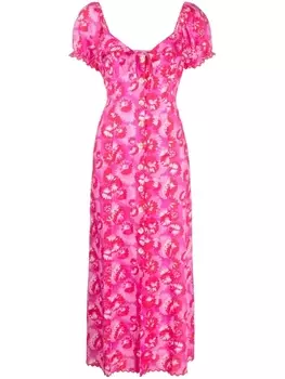 Rixo платье миди Briella с цветочным принтом, розовый