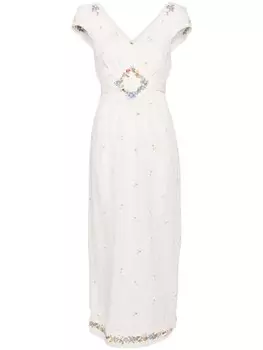 Rixo платье миди Carey с цветочной вышивкой, белый