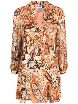 Rixo платье мини Indy с принтом пейсли, нейтральный цвет