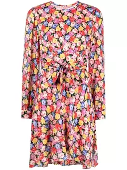 Rixo платье мини с завязками и цветочным принтом, розовый
