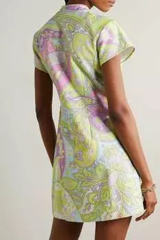 RIXO платье мини в стиле лолита с принтом и вырезами, зеленый