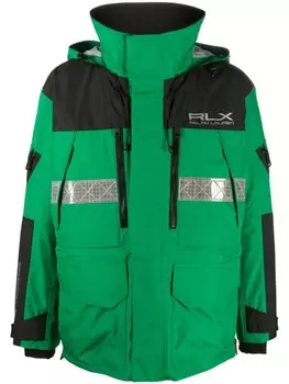 RLX Ralph Lauren непромокаемая куртка с капюшоном и логотипом, зеленый
