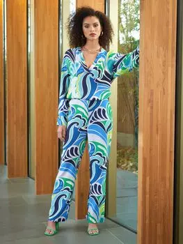 Ro&Zo Брюки с принтом Swirl, синие