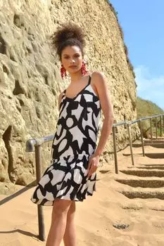 Ro&zo черное короткое платье на бретелях с абстрактным принтом Ro&Zo, черный