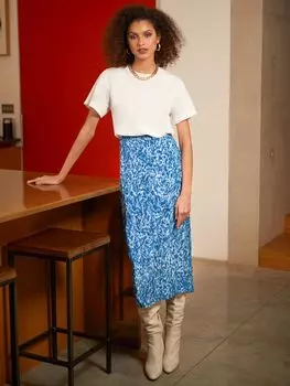 Ro&Zo Юбка с запахом и размытым животным принтом, синяя