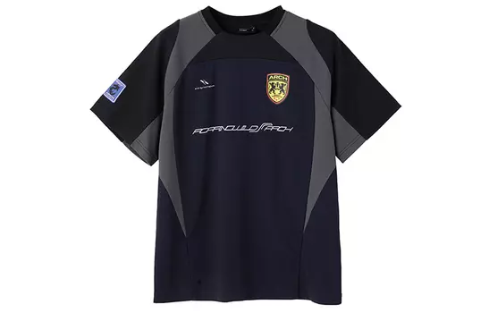 ROARINGWILD Футболка ARCH унисекс цвета экрю, темно-синяя