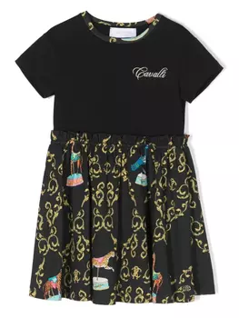 Roberto Cavalli Junior платье с графичным принтом, черный