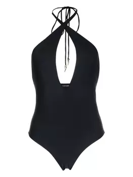 Roberto Cavalli купальник с вырезом халтер, черный