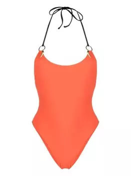 Roberto Cavalli купальник с вырезом халтер, оранжевый