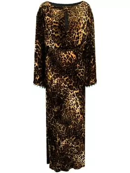 Roberto Cavalli leopard-print embellished maxi dress, коричневый