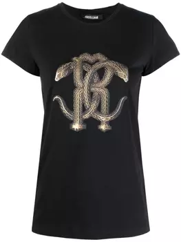 Roberto Cavalli Mirror Snake-print T-shirt, черный