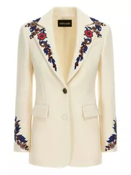 Roberto Cavalli пиджак с цветочной вышивкой, нейтральный