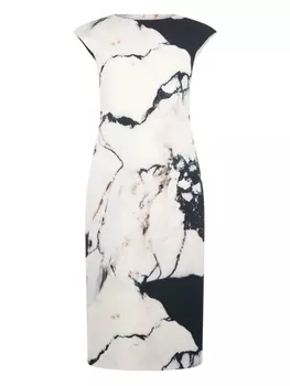 Roberto Cavalli платье миди с мраморным принтом, белый