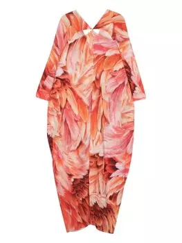 Roberto Cavalli платье с V-образным вырезом и принтом Plumage