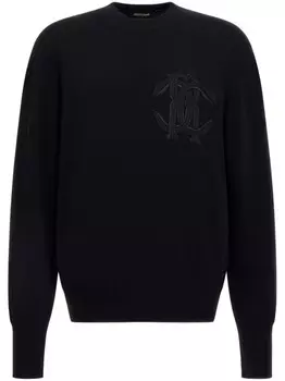 Roberto Cavalli шерстяная толстовка с вышитым логотипом, черный