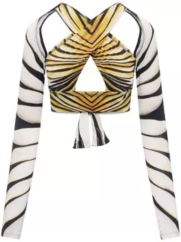 Roberto Cavalli укороченный топ с принтом Ray Of Gold, нейтральный цвет