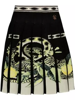 Roberto Cavalli жаккардовая юбка мини со складками, черный