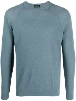 Roberto Collina джемпер с отделкой в рубчик, синий