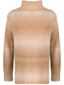 Roberto Collina джемпер с высоким воротником и эффектом градиента, коричневый