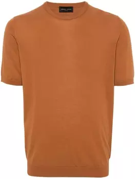 Roberto Collina футболка тонкой вязки, коричневый