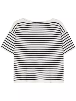 Roberto Collina полосатый топ с вырезом-лодочкой, белый