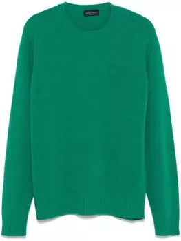 Roberto Collina свитер с отделкой в рубчик, зеленый