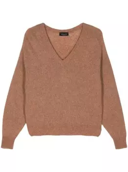 Roberto Collina свитер с V-образным вырезом, коричневый