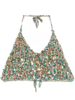 Roberto Collina топ с пайетками, синий